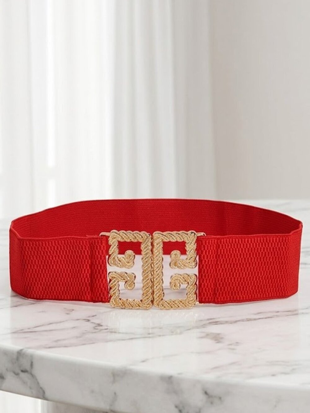 Ladies Trendy Fashion Belt - Red - 22.5 Inches